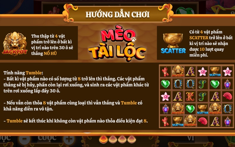 Tính năng trong game Mèo Tài Lộc Tính năng trong game Mèo Tài Lộc